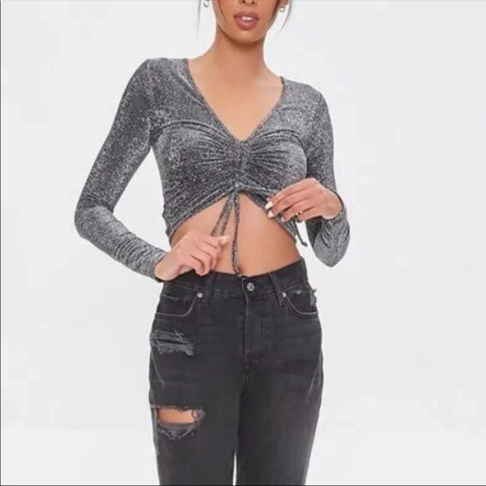 Knit Drawstring Longsleeve Top